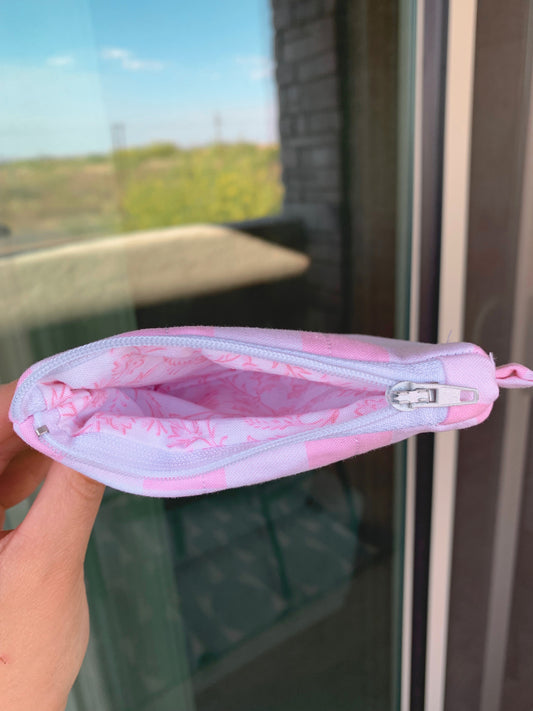 Pink Gingham Keychain Wallet