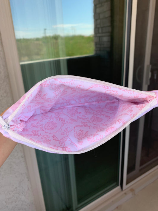 Pink Gingham Essentials Pouch