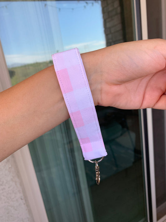 Pink Gingham Wristlet