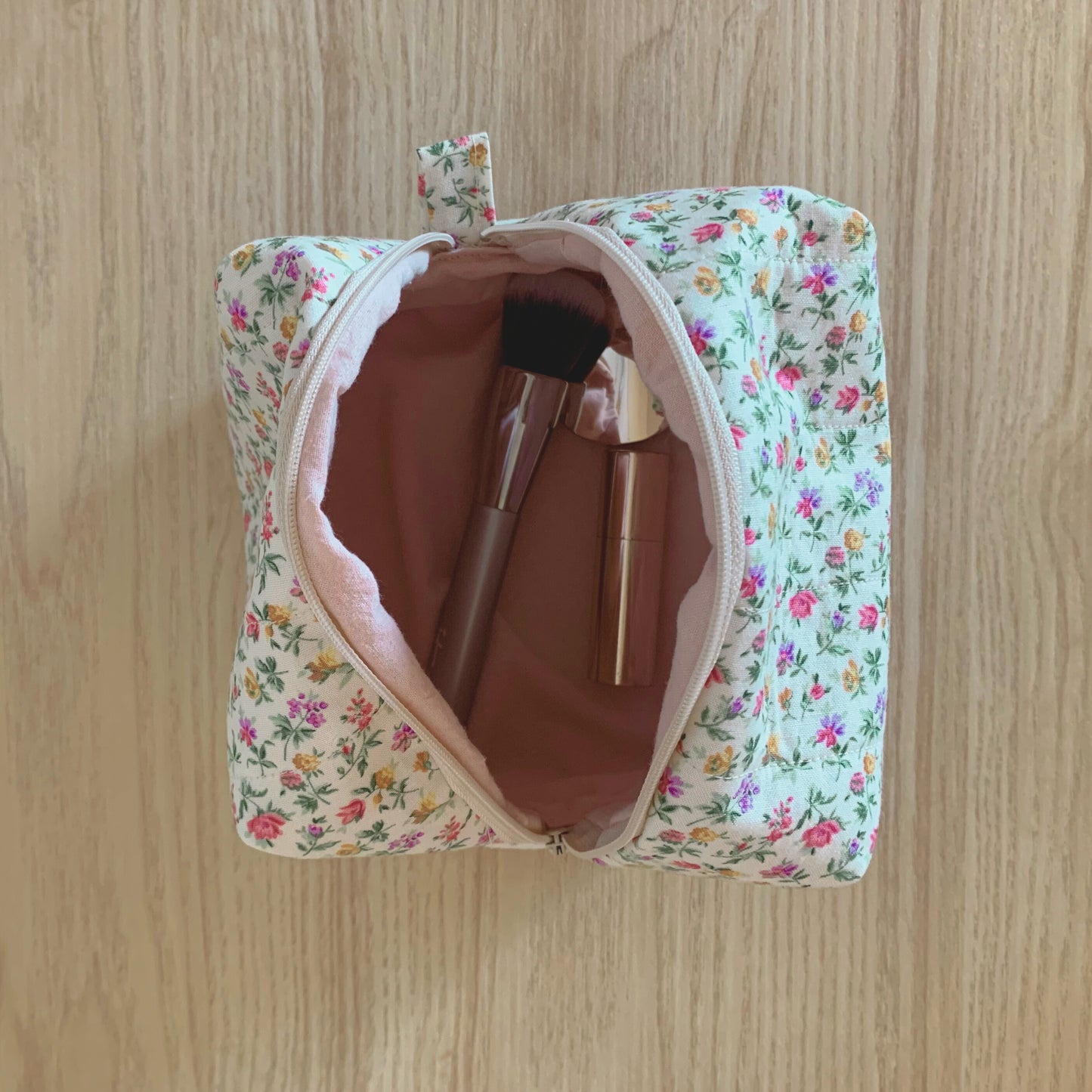 Floral Quilted Makeup Bag