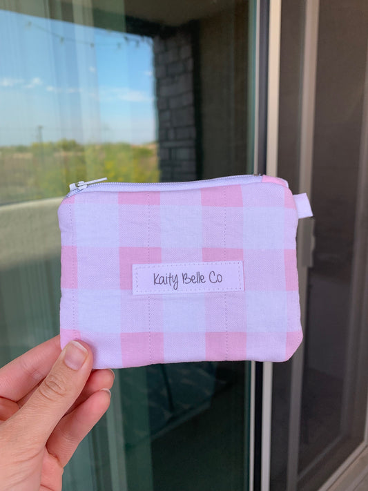 Pink Gingham Keychain Wallet