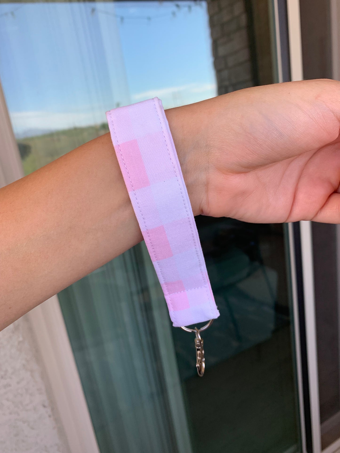 Pink Gingham Wristlet